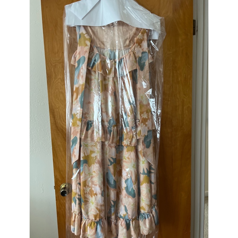 Anthropologie Geisha Designs Ruffled Tiered Floral Maxi Dress size M - Picture 5 of 5